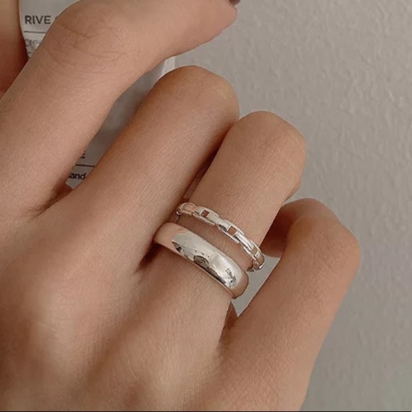 ⚡️Insta double ring layer sterling silver ring open ring - Picture 4 of 5